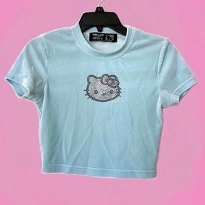 Hello kitty rhinestone crop top